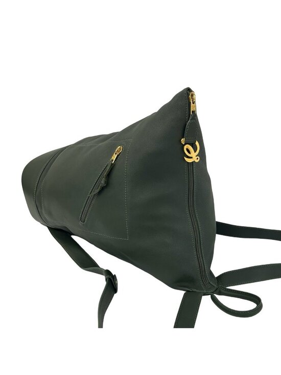 Loewe Anton Logo Leather Backpack Green